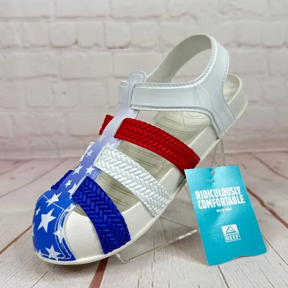Reef Water Americana Kids Sandals Beach Pool Slides Size 2